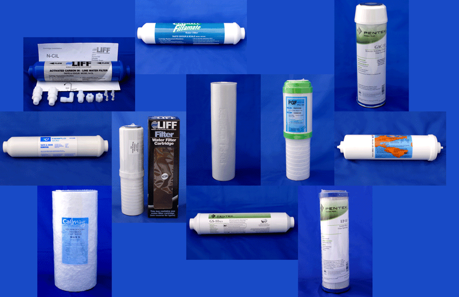 Different water treatment filters.